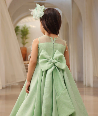 Manufactured by FAYON KIDS (Noida, U.P) Green Shimmer Net Gown