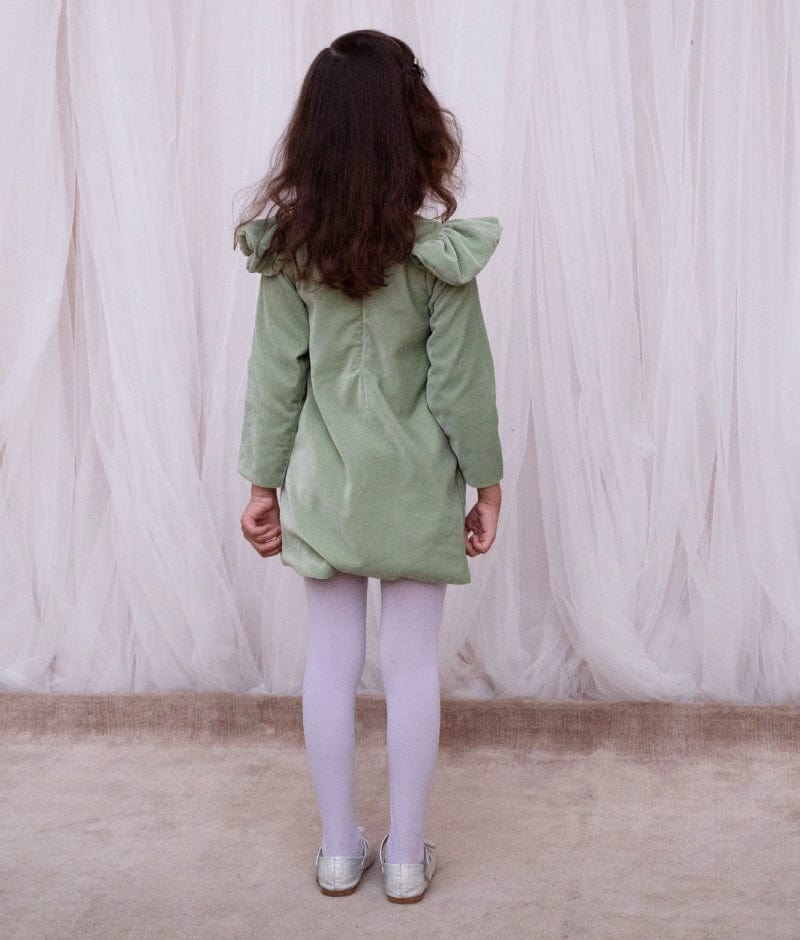 Manufactured by FAYON KIDS (Noida, U.P) Green Velvet Dress