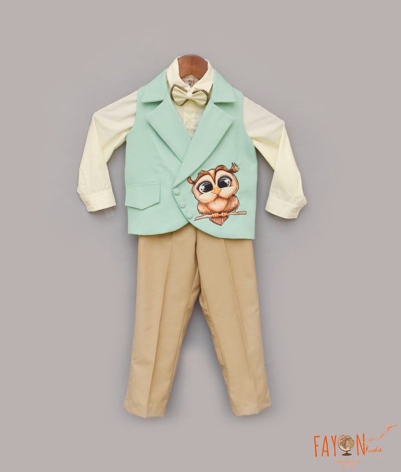 Green Waist Coat with Shirt and Pant - Main Image