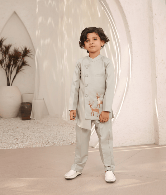 Manufactured by FAYON KIDS (Noida, U.P) Grey Bandgala with Pant