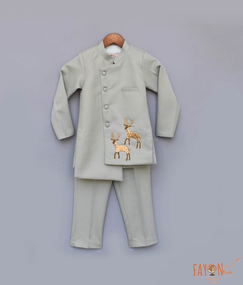 Manufactured by FAYON KIDS (Noida, U.P) Grey Bandgala with Pant