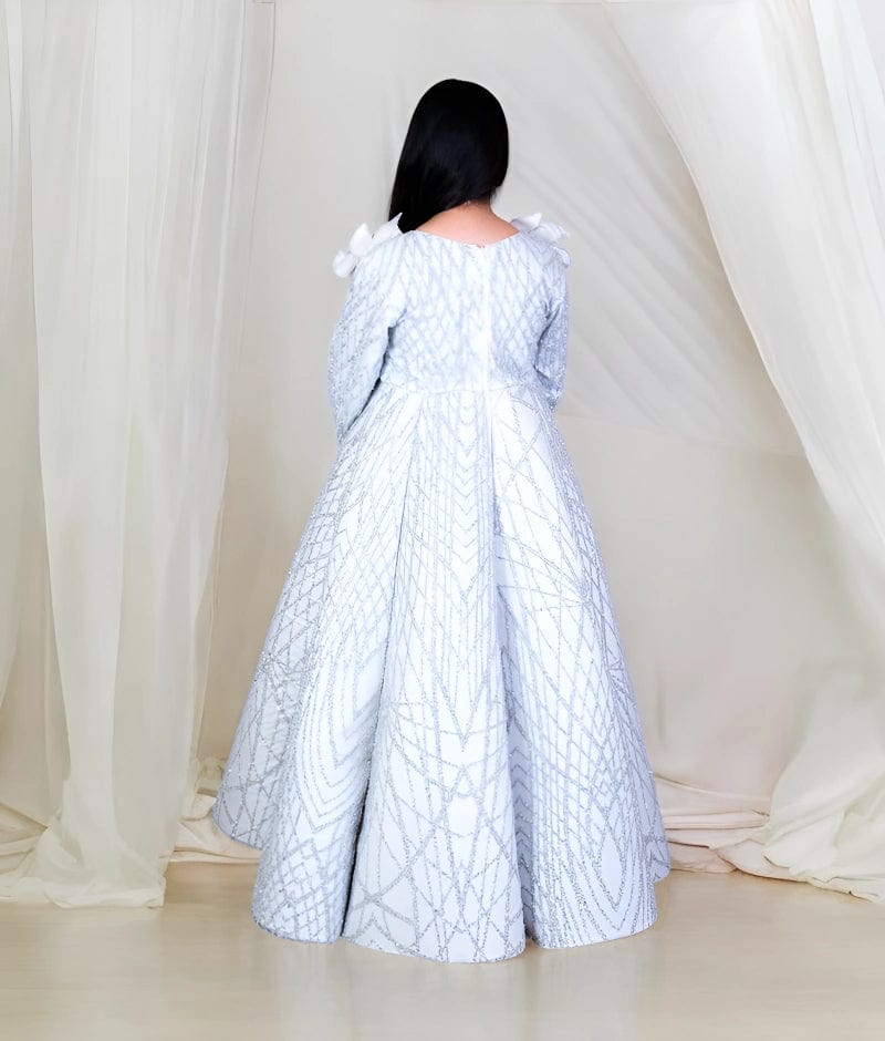 Manufactured by FAYON KIDS (Noida, U.P) Grey Sequins Embroidered Gown