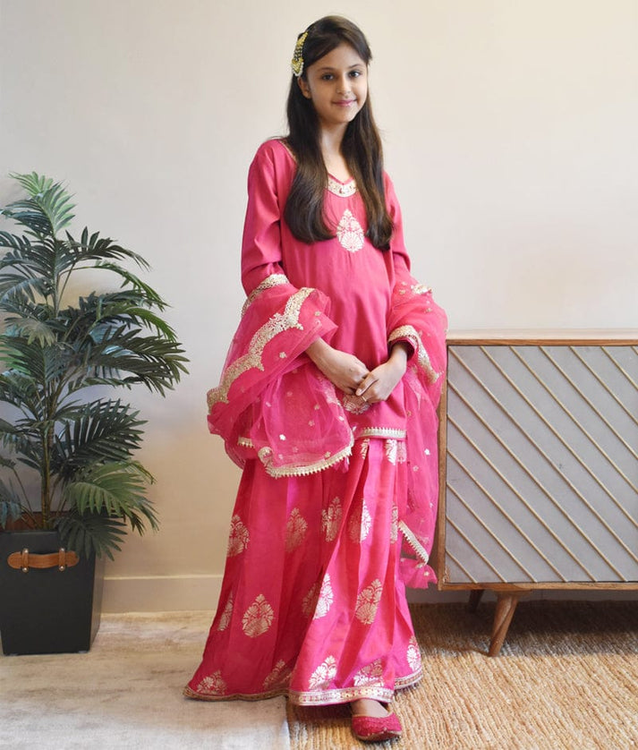 Shop Hot Pink Silk Set Online In India FayonKids Shop Hot Pink Silk Set Online In India FayonKids