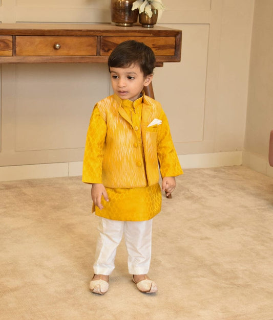 Manufactured by FAYON KIDS (Noida, U.P) Ikat Printed Nehru Jacket Set