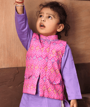 Manufactured by FAYON KIDS (Noida, U.P) Ikkat Print Nehru Jacket Set