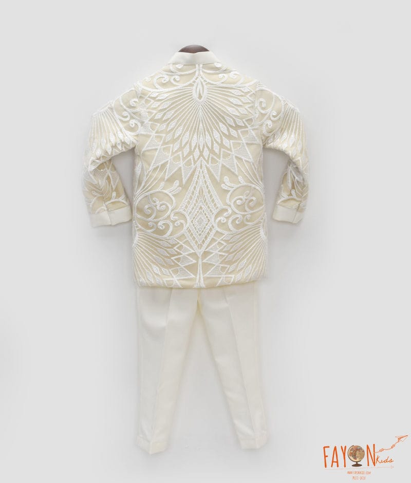 Manufactured by FAYON KIDS (Noida, U.P) Ivory Embroidered Bandgala with Pant for Boys