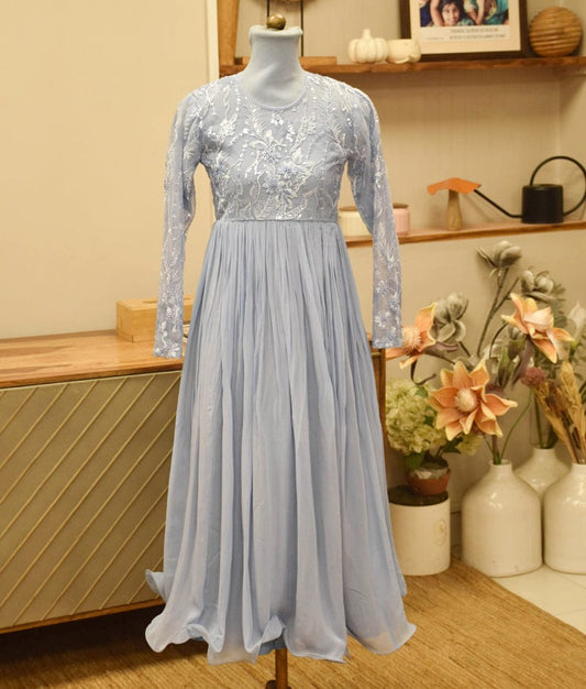 Manufactured by FAYON KIDS (Noida, U.P) Light Blue Shiffon Gown