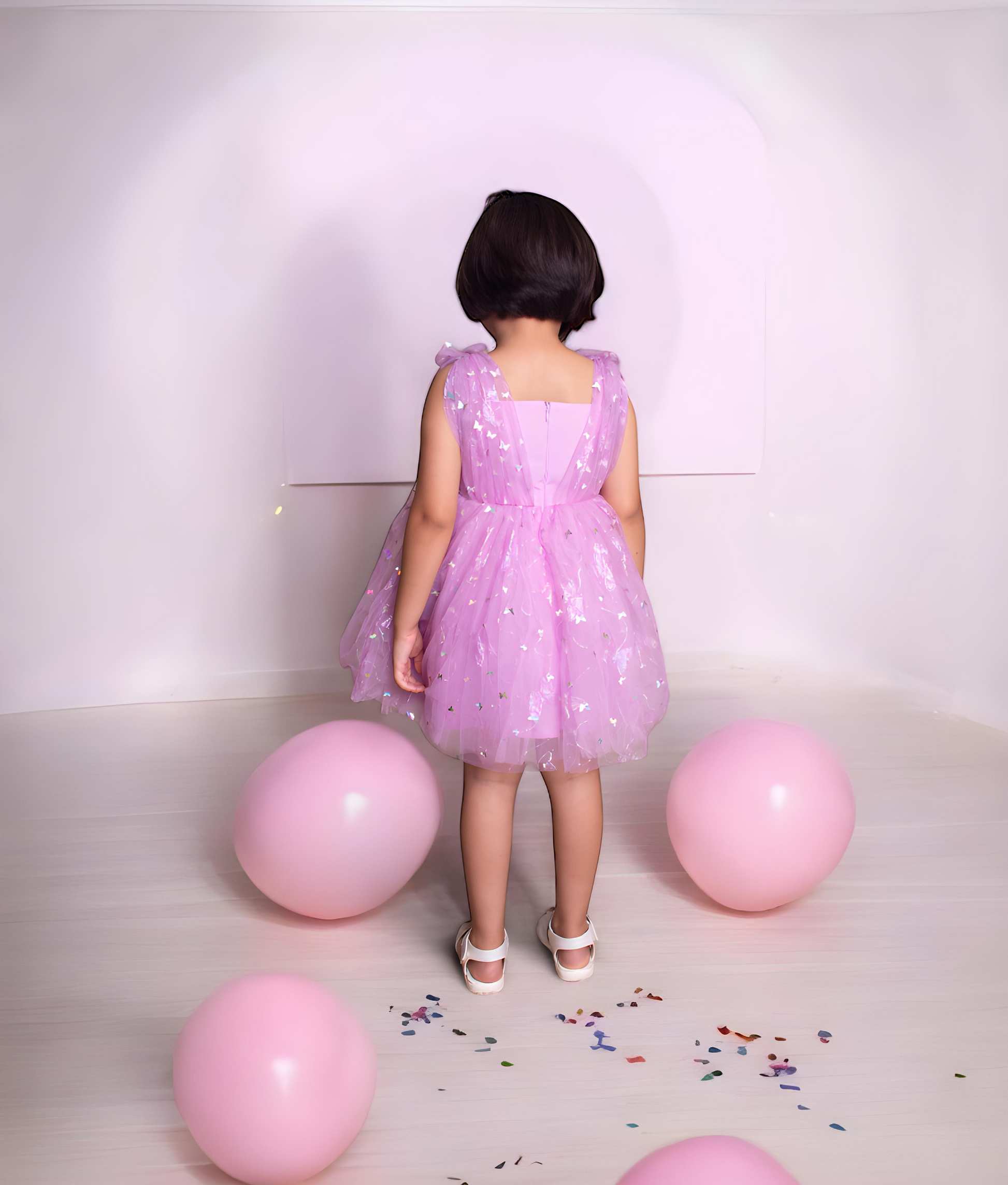 Manufactured by FAYON KIDS (Noida, U.P) Lilac Butterfly Frock for Girls