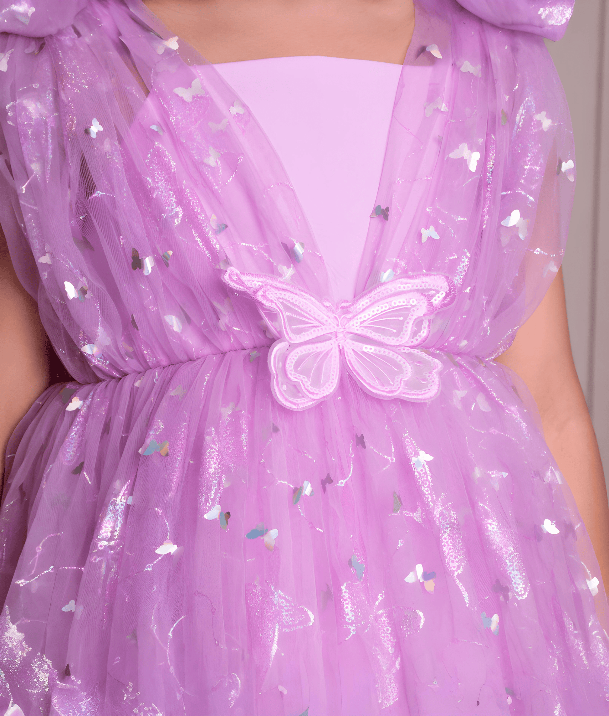 Manufactured by FAYON KIDS (Noida, U.P) Lilac Butterfly Frock for Girls