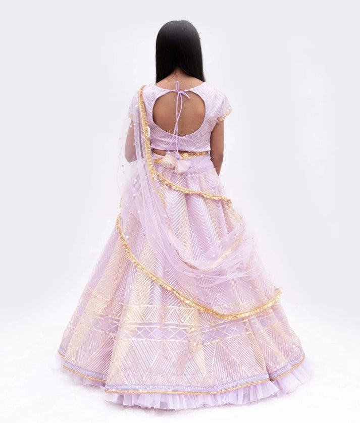 Manufactured by FAYON KIDS (Noida, U.P) Lilac Dreams : Gota Embroidered Lehenga Set