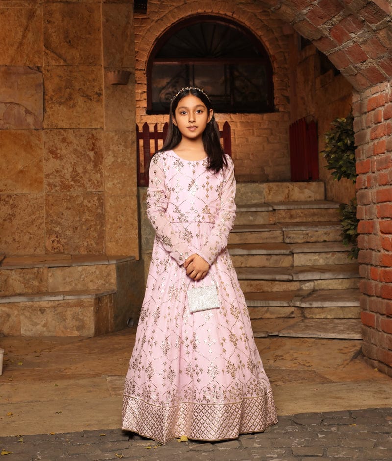 Manufactured by FAYON KIDS (Noida, U.P) Lilac Embroidered Anarkali for Girls