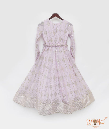 Manufactured by FAYON KIDS (Noida, U.P) Lilac Embroidered Anarkali for Girls