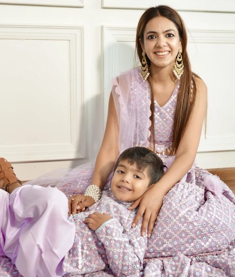 Manufactured by FAYON KIDS (Noida, U.P) Lilac Embroidered Choli with Lehenga