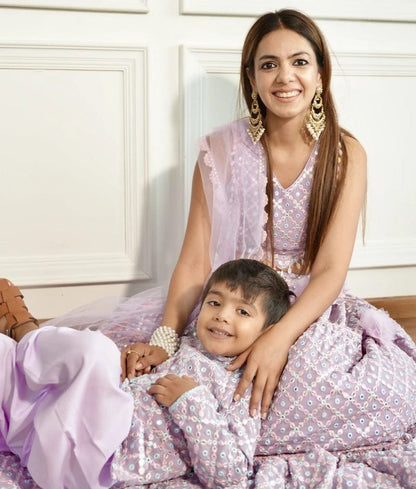 Manufactured by FAYON KIDS (Noida, U.P) Lilac Embroidered Choli with Lehenga
