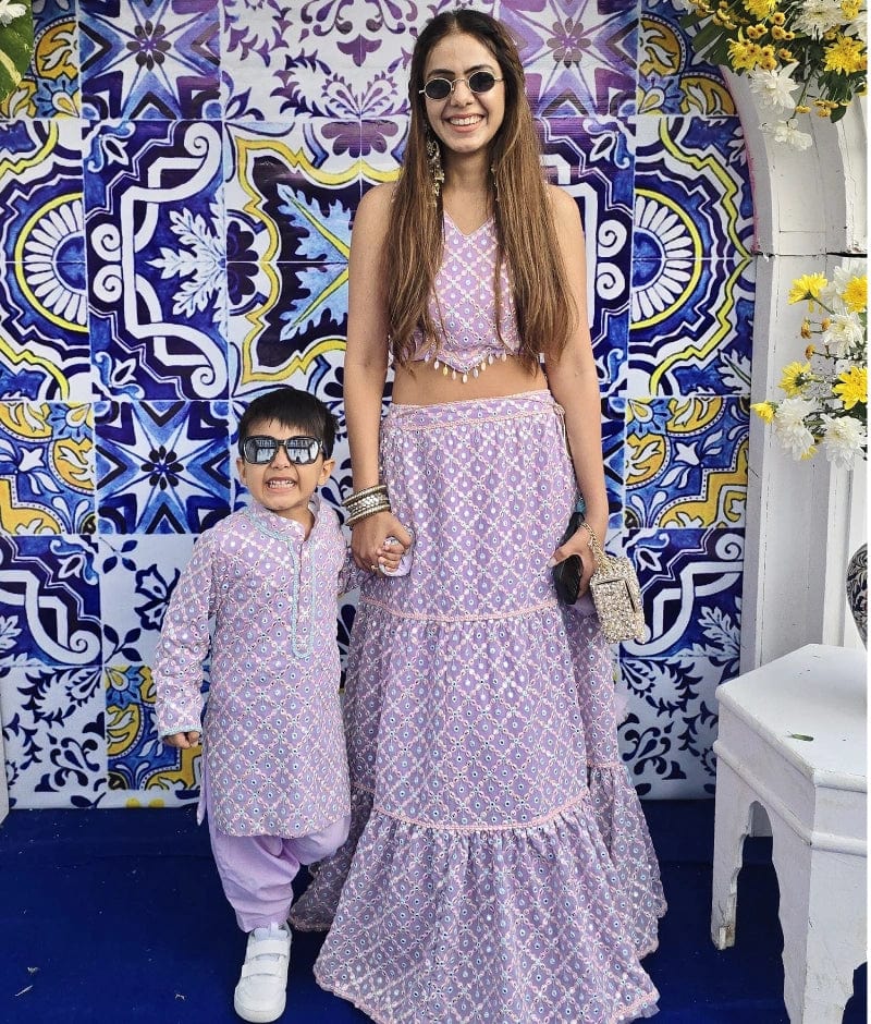 Manufactured by FAYON KIDS (Noida, U.P) Lilac Embroidered Choli with Lehenga