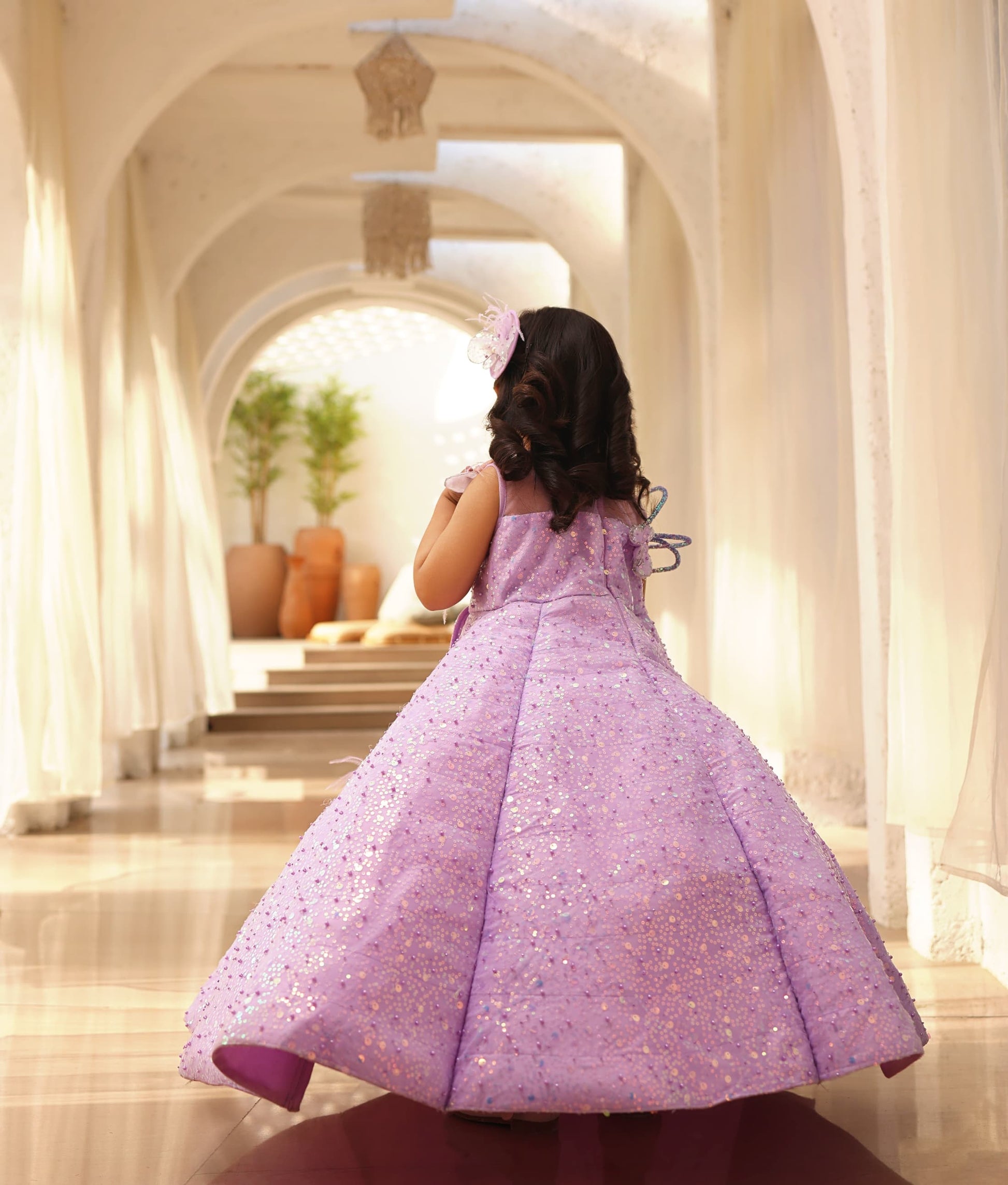 Manufactured by FAYON KIDS (Noida, U.P) Lilac Embroidered Gown for Girls