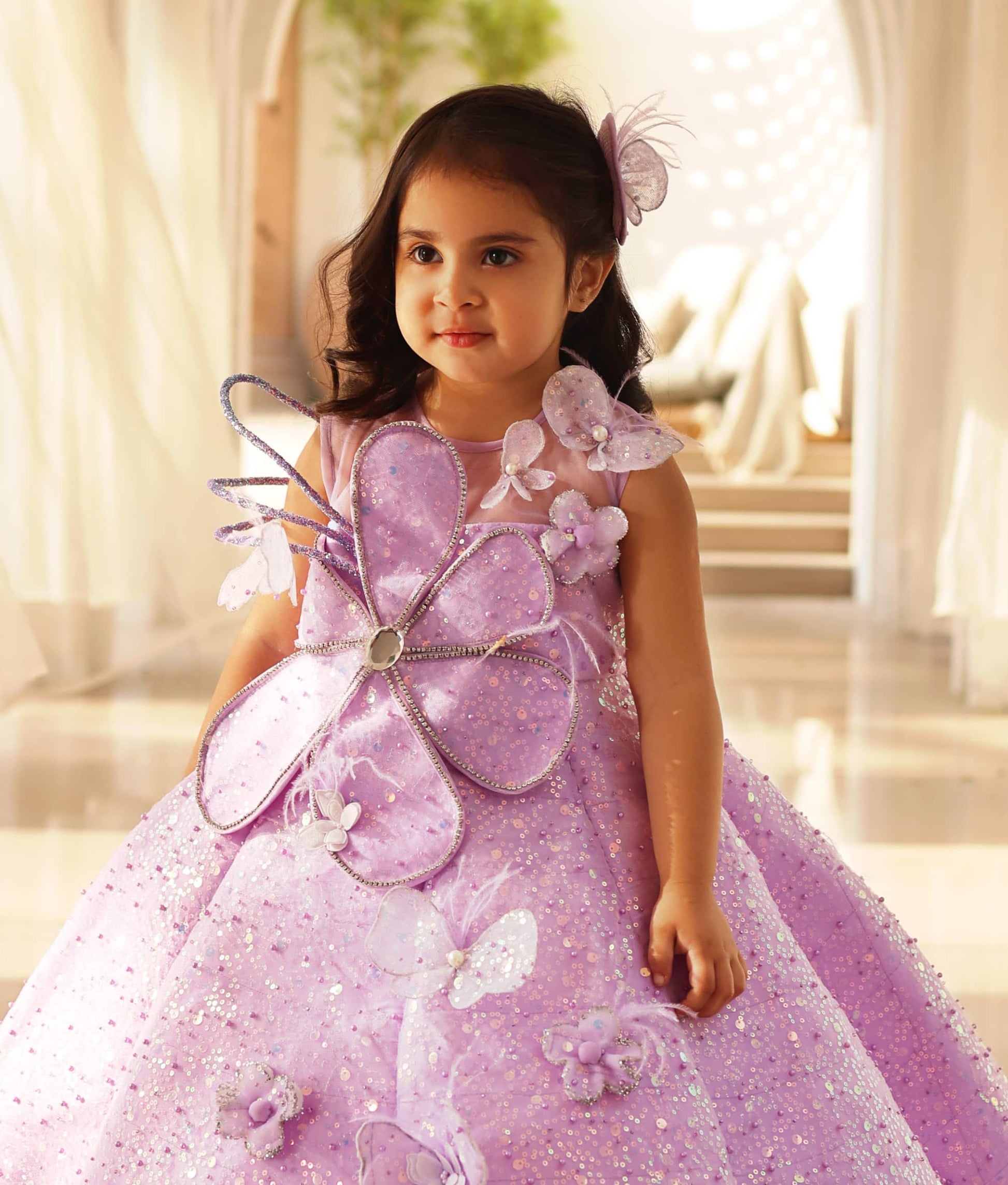Manufactured by FAYON KIDS (Noida, U.P) Lilac Embroidered Gown for Girls