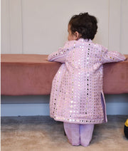 Manufactured by FAYON KIDS (Noida, U.P) Lilac Embroidered Jacket with Kurta and Pant