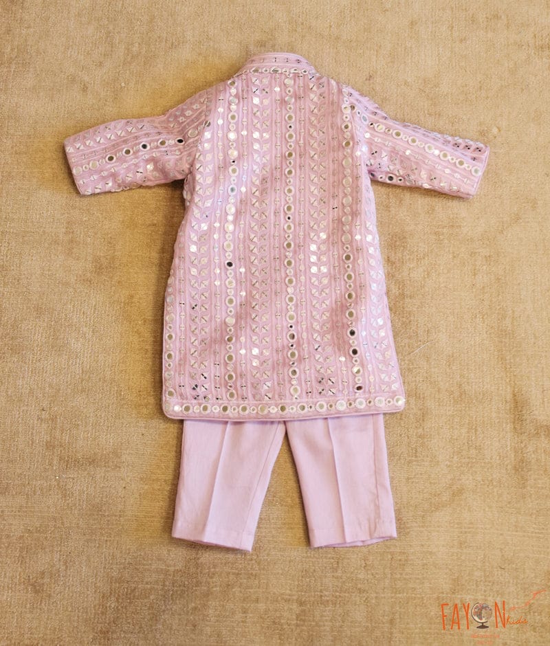 Manufactured by FAYON KIDS (Noida, U.P) Lilac Embroidered Jacket with Kurta and Pant