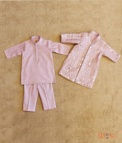 Manufactured by FAYON KIDS (Noida, U.P) Lilac Embroidered Jacket with Kurta and Pant