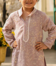 Manufactured by FAYON KIDS (Noida, U.P) Lilac Embroidered Kurta Set