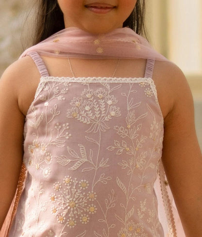 Manufactured by FAYON KIDS (Noida, U.P) Lilac Embroidered Kurti Lehenga Set