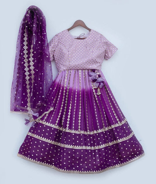 Manufactured by FAYON KIDS (Noida, U.P) Lilac Faux Mirror Lehenga Choli Set