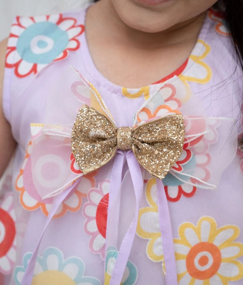 Manufactured by FAYON KIDS (Noida, U.P) Lilac Flower Printed Organza Dress