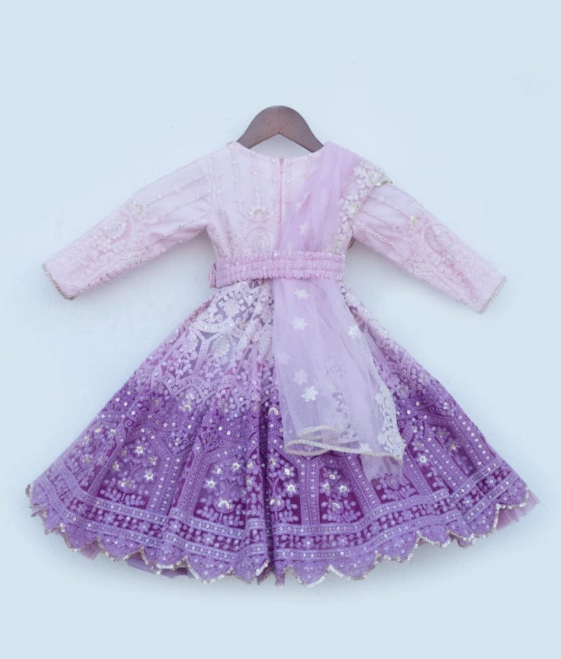 Lilac Ombre Thread Work Anarkali