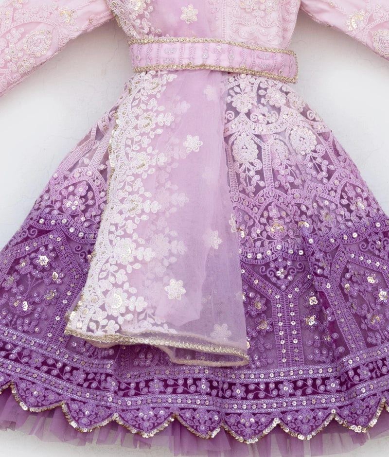 Lilac Ombre Thread Work Anarkali