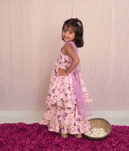 Manufactured by FAYON KIDS (Noida, U.P) Lilac Printed Kurti Sharara with Dupatta for Girls