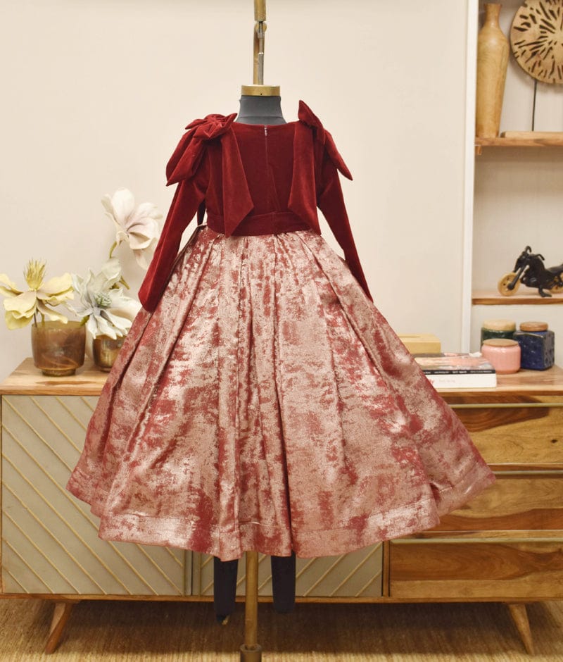 Manufactured by FAYON KIDS (Noida, U.P) Maroon and Foil Georgette Gown
