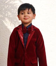 Maroon Velvet Coat and Shirt Pant for Boys
