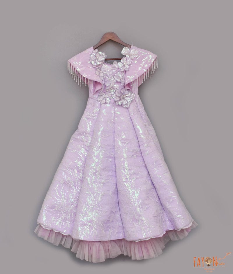 Manufactured by FAYON KIDS (Noida, U.P) Mauve Embroidered Gown