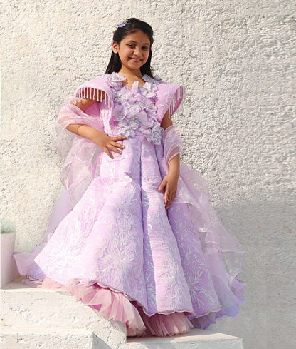 Manufactured by FAYON KIDS (Noida, U.P) Mauve Embroidered Gown