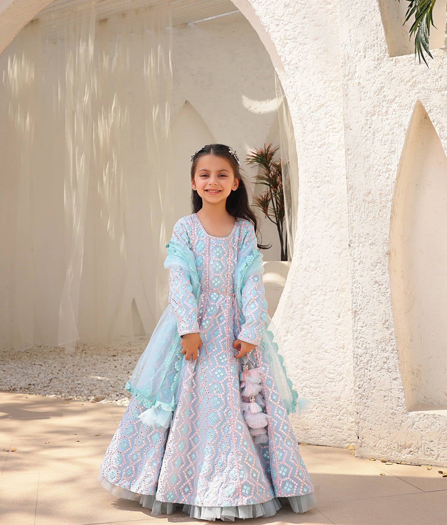 Manufactured by FAYON KIDS (Noida, U.P) Mirror Embroidered Anarkali