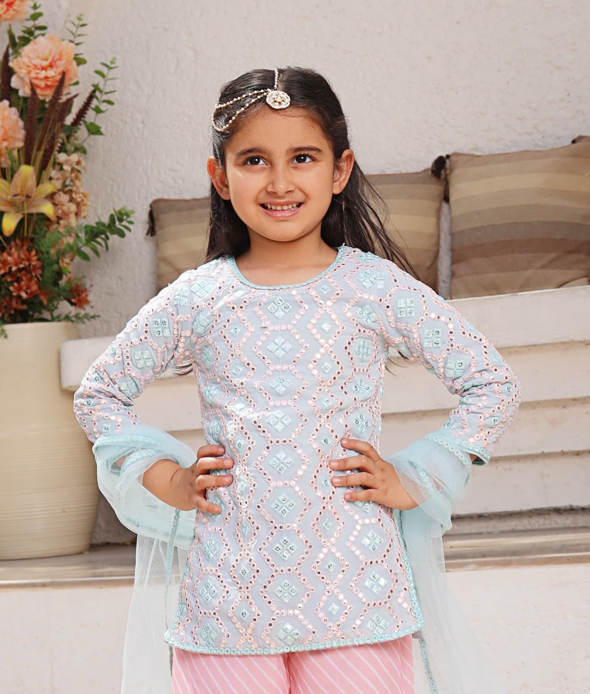 Manufactured by FAYON KIDS (Noida, U.P) Mirror Embroidered Kurti Sharara