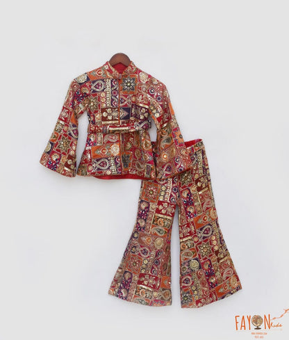 Manufactured by FAYON KIDS (Noida, U.P) Multi Coloured Embroidered Jacket with Pant