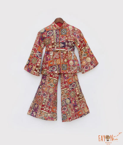 Manufactured by FAYON KIDS (Noida, U.P) Multi Coloured Embroidered Jacket with Pant