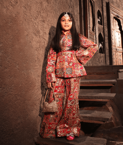 Manufactured by FAYON KIDS (Noida, U.P) Multi Coloured Embroidered Jacket with Pant