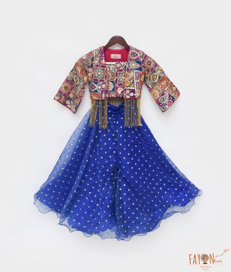 Multi Coloured Jacket with Top and Sharara