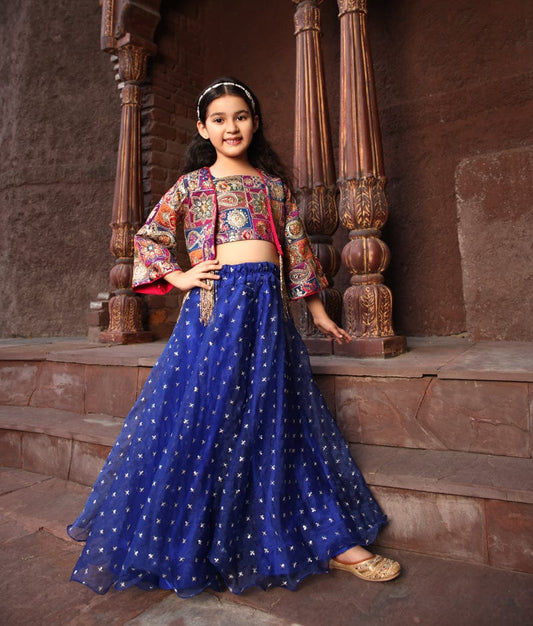 Manufactured by FAYON KIDS (Noida, U.P) Multi Coloured Jacket with Top and Sharara