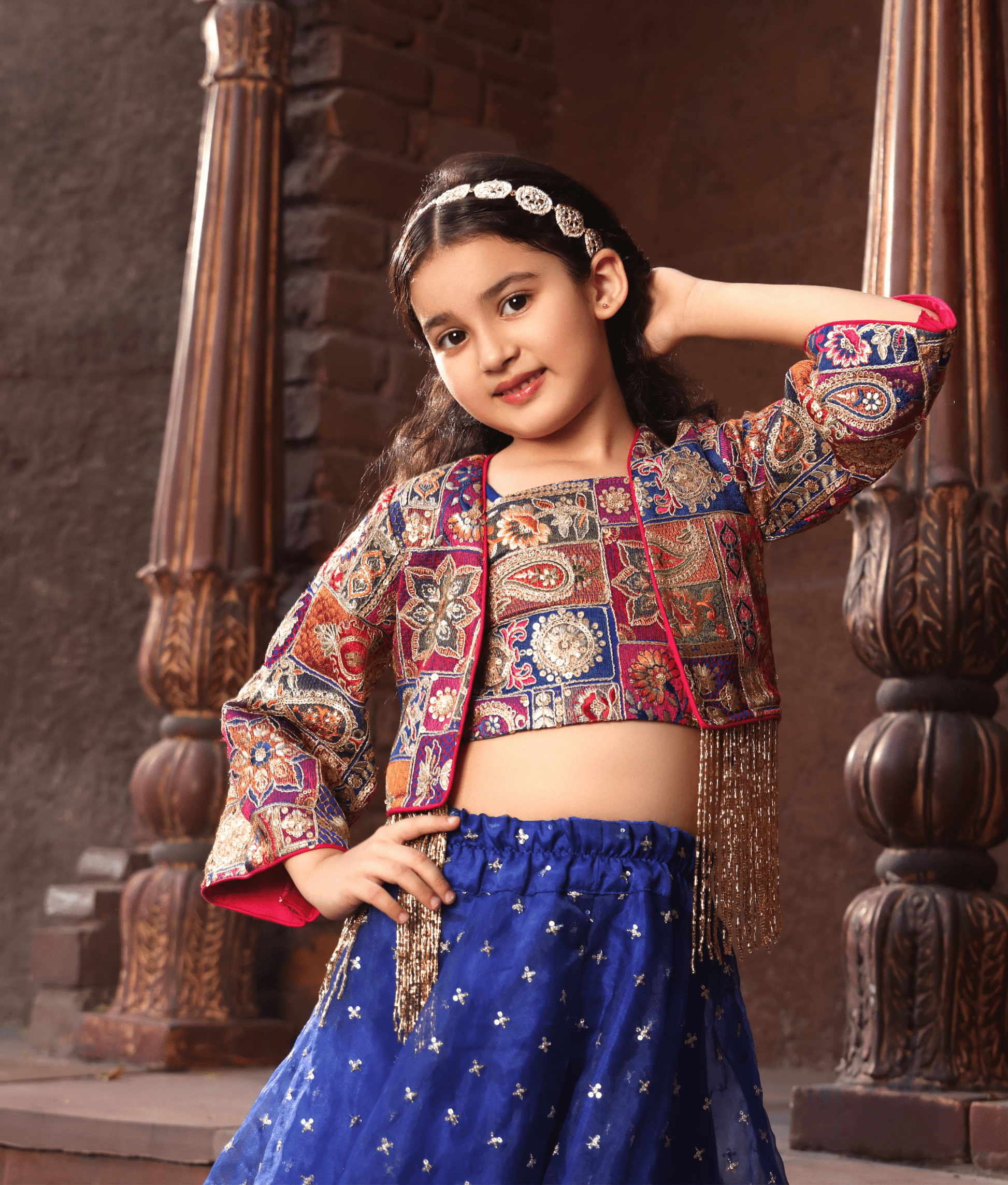 Manufactured by FAYON KIDS (Noida, U.P) Multi Coloured Jacket with Top and Sharara
