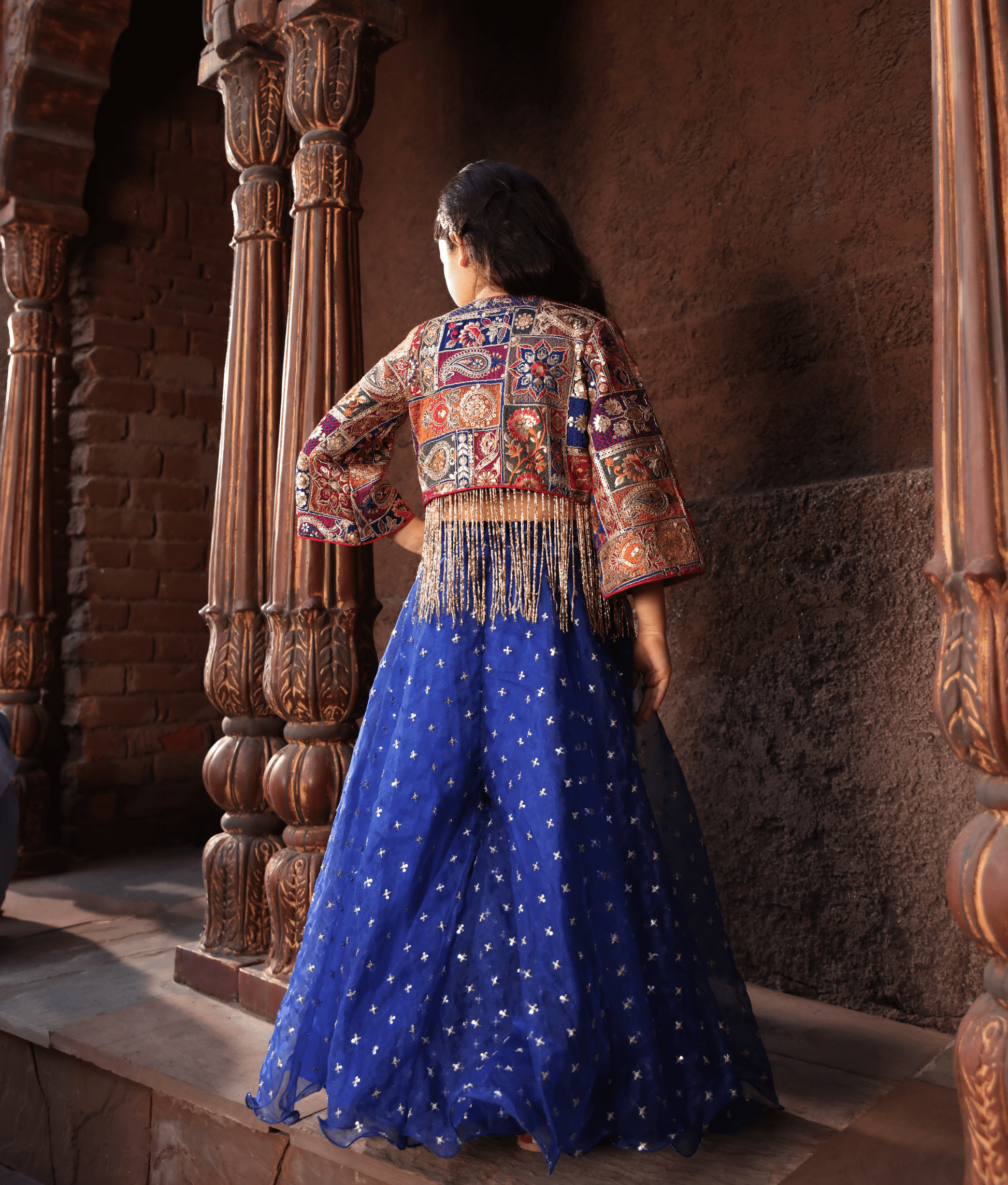 Manufactured by FAYON KIDS (Noida, U.P) Multi Coloured Jacket with Top and Sharara