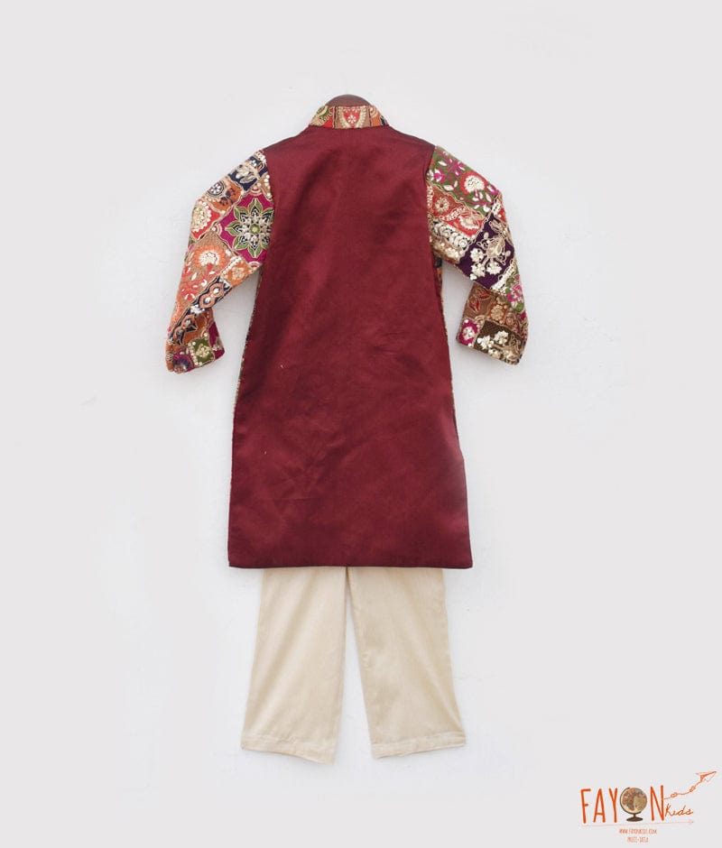 Manufactured by FAYON KIDS (Noida, U.P) Multicolor Embroidered Achkan with Pant