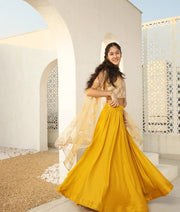 Manufactured by FAYON KIDS (Noida, U.P) Mustard Crop Top Pant Set