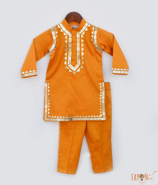 Manufactured by FAYON KIDS (Noida, U.P) Mustard Yellow Embroidered Kurta with Pant