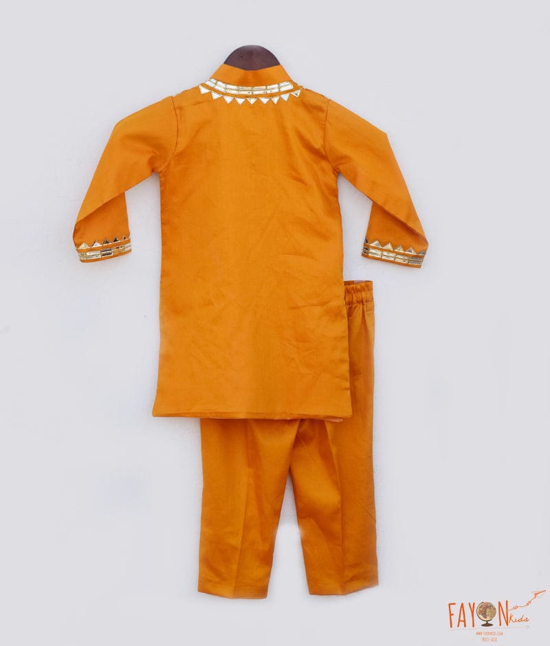 Manufactured by FAYON KIDS (Noida, U.P) Mustard Yellow Embroidered Kurta with Pant
