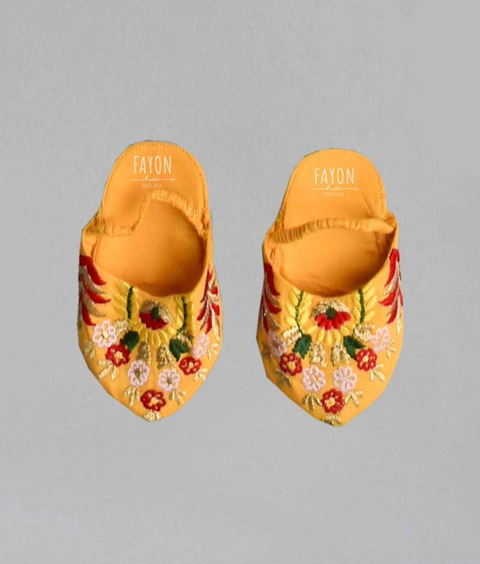 Manufactured by FAYON KIDS (Noida, U.P) Mustard Yellow Embroidery Bootie