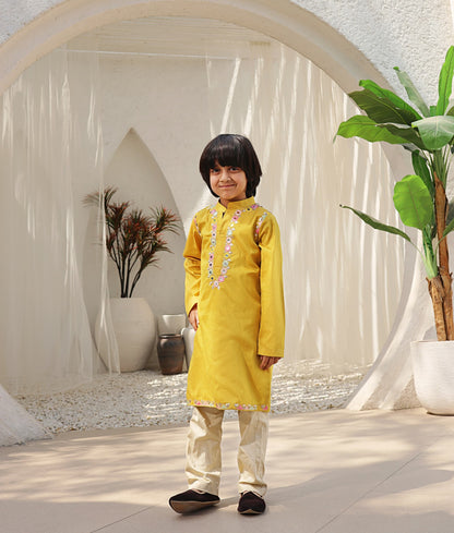 Manufactured by FAYON KIDS (Noida, U.P) Mustard yellow kurta set